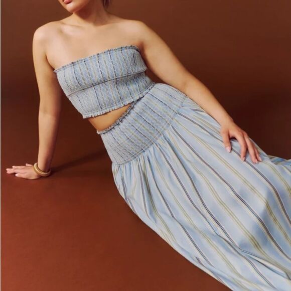 Reformation Haven Top & Skirt Set In Cabana Stripe - Picture 1 of 9